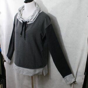 Nicole Miller NY ACTIVE Grey Cotton/Poly/Spandex Sweatshirt w/Cowl Neck EUC SZ M
